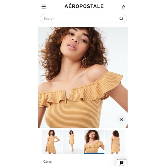 Aeropostale NWT Striped Off-The-Shoulder V-Wire Fit & Flare Dress - Picture 7 of 8